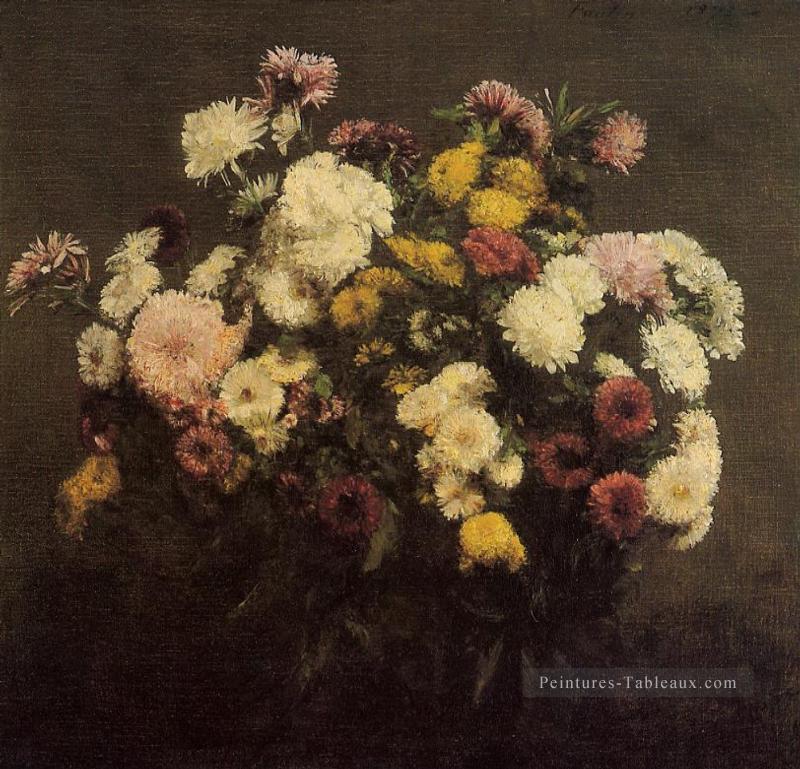 Grand bouquet de Crysanthèmes2 peintre de fleurs Henri Fantin Latour Peintures à l'huile